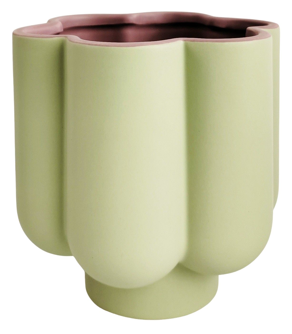 Urban Groovy Flower Planter – Green & Purple Ceramic Pot with Flower Design for Indoor Plants (16.5cm)