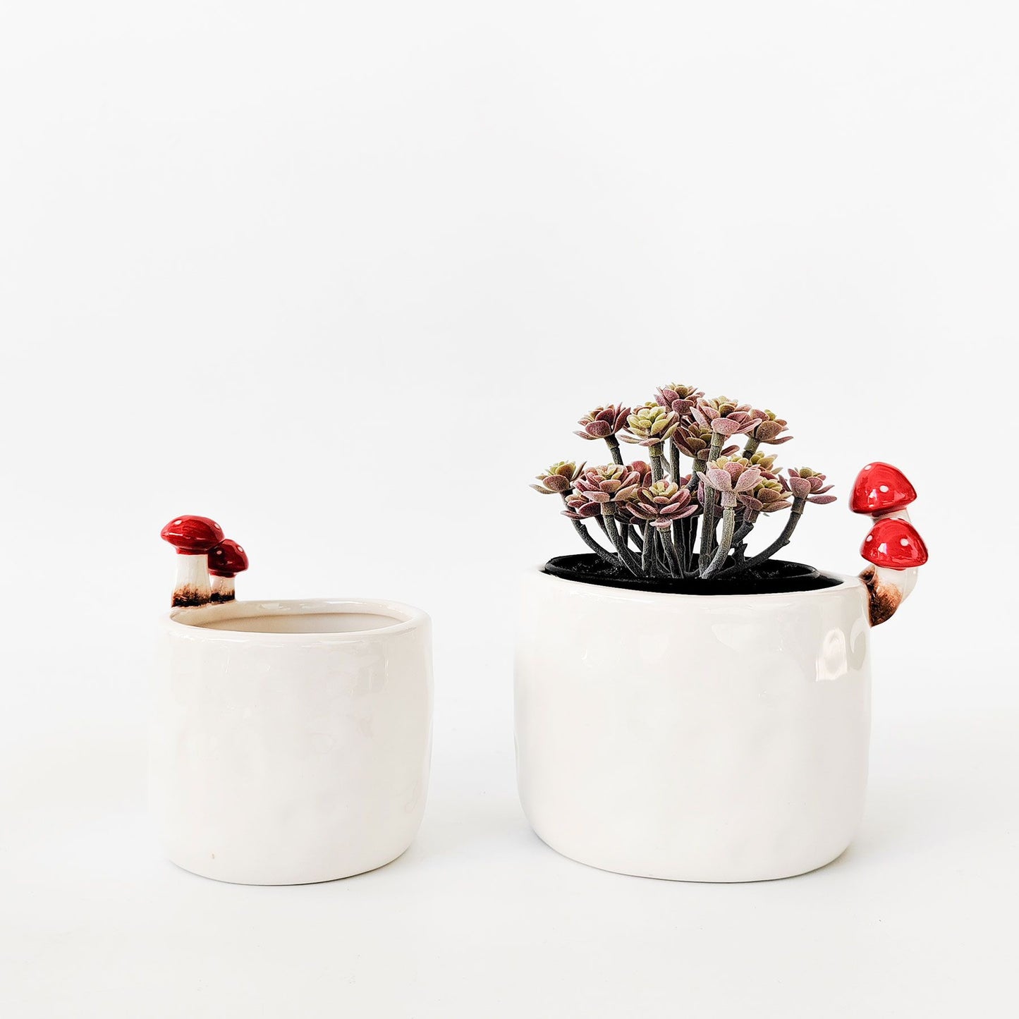 Urban Toadstool Planter – White Ceramic Mushroom-Inspired Pot for Indoor Plants (13cm)