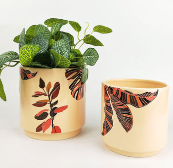 Urban Ivy Foliage Planter – Pink and Green Ceramic Pot for Indoor Plants (16cm)