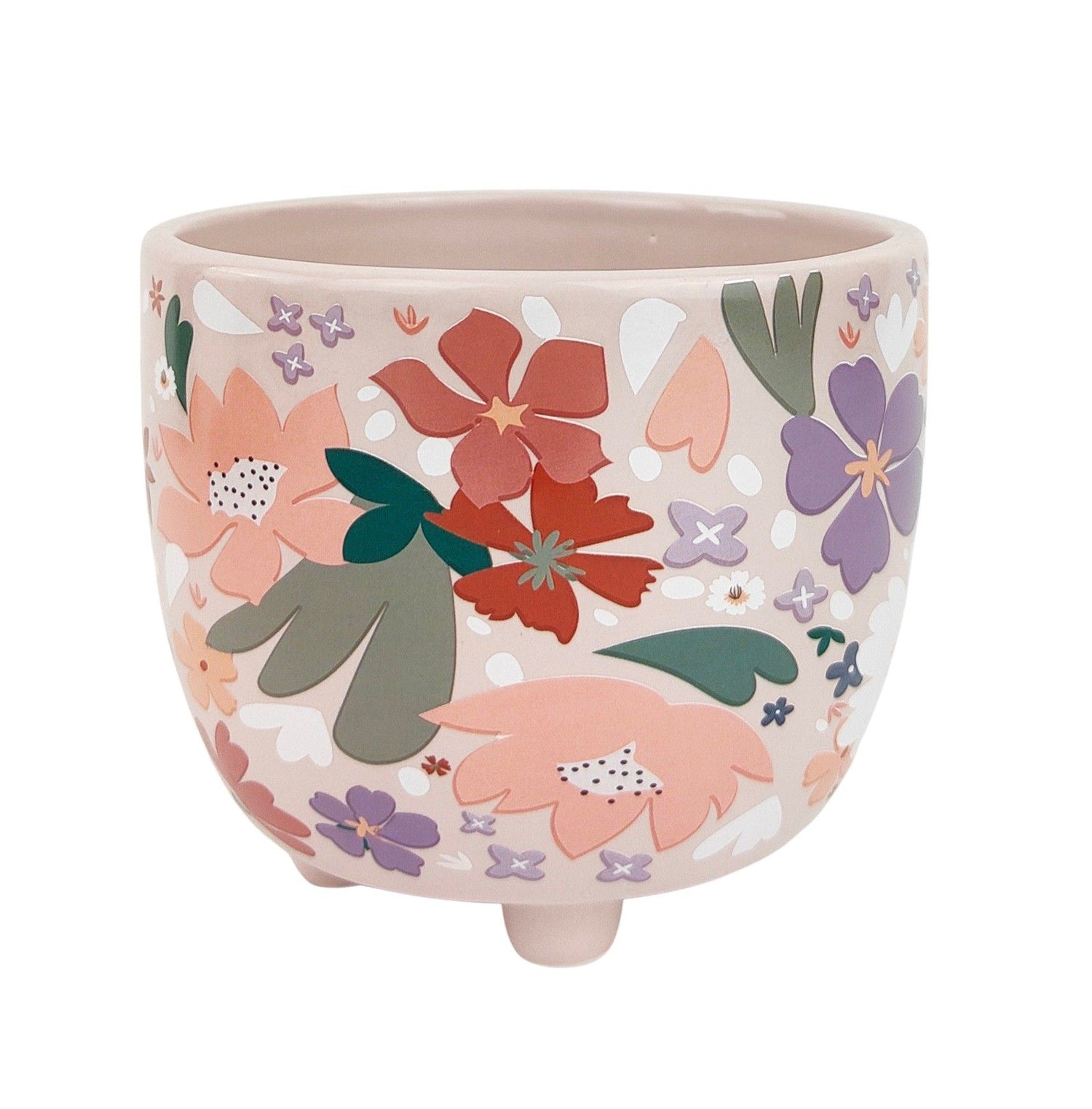 Urban Mae Floral Planter – Colourful Ceramic Pot with Floral Pattern for Small Indoor Plants (10cm)