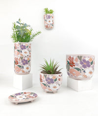 Urban Mae Floral Planter – Colourful Ceramic Pot with Floral Pattern for Small Indoor Plants (10cm)