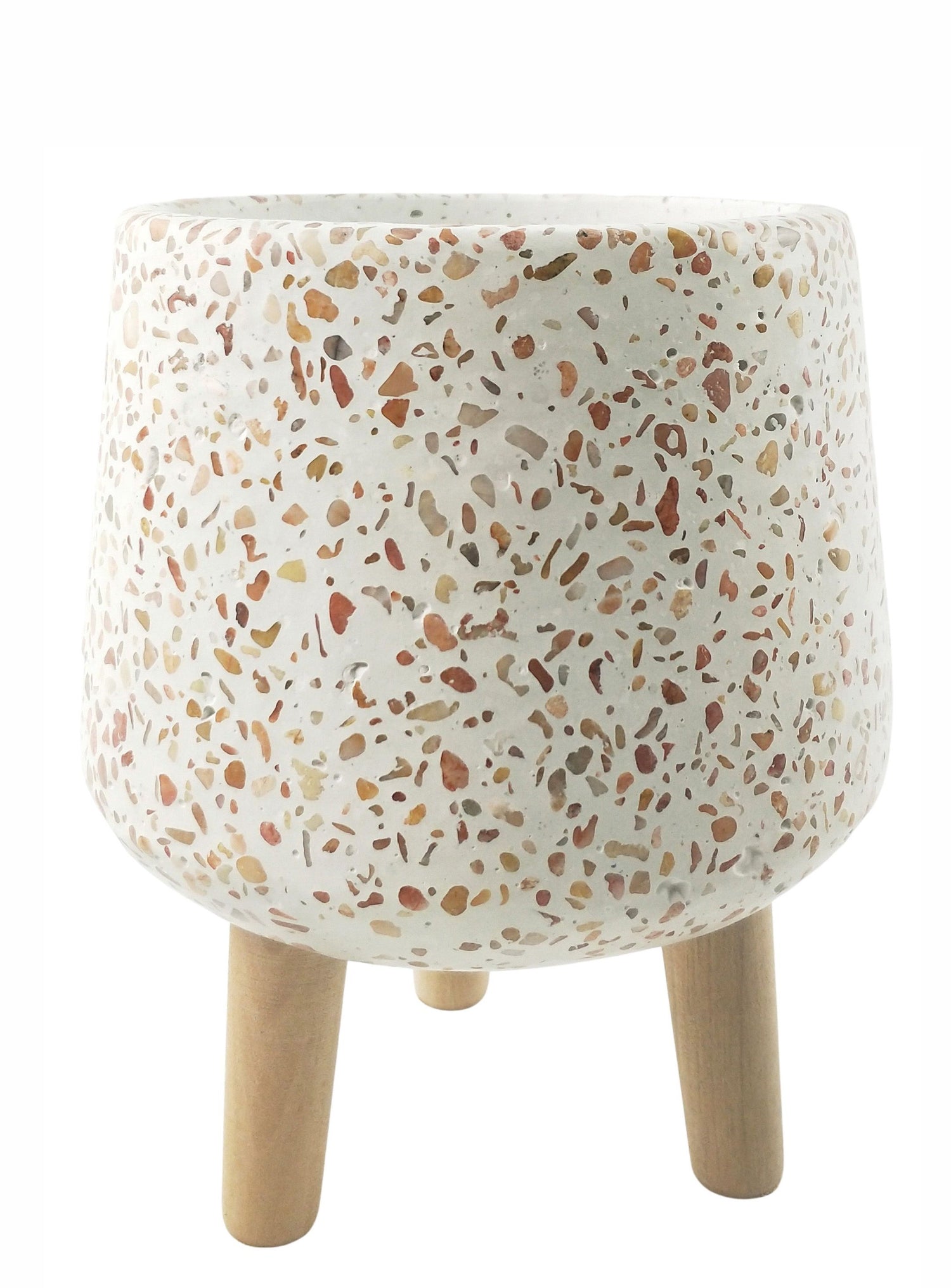 Urban Terrazzo Planter with Legs – Orange & Pink Concrete Pot for Indoor Plants (20cm)