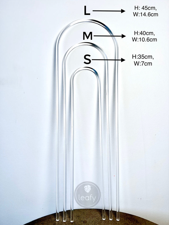 leafy™ Acrylic U-shape Plant Trellis Clear - Leaf of Faith SA